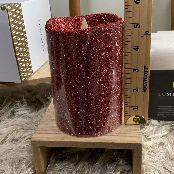 Luminara Red Glitter 5” Red Pillar
Flameless Indoor Candle With Remote - Picture 6 of 16